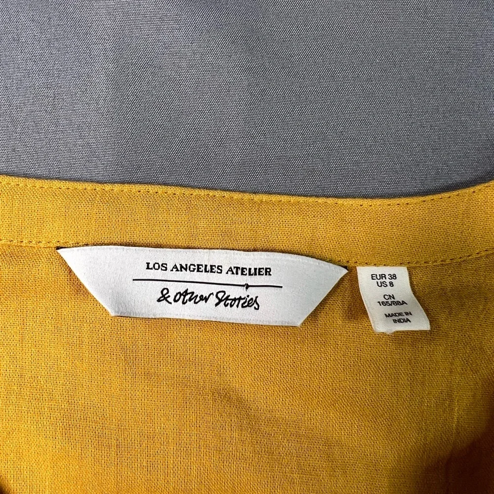& Other Stories Los Angeles Atelier Viscose Blouse Honey Mustard Size 8 - Picture 2 of 6